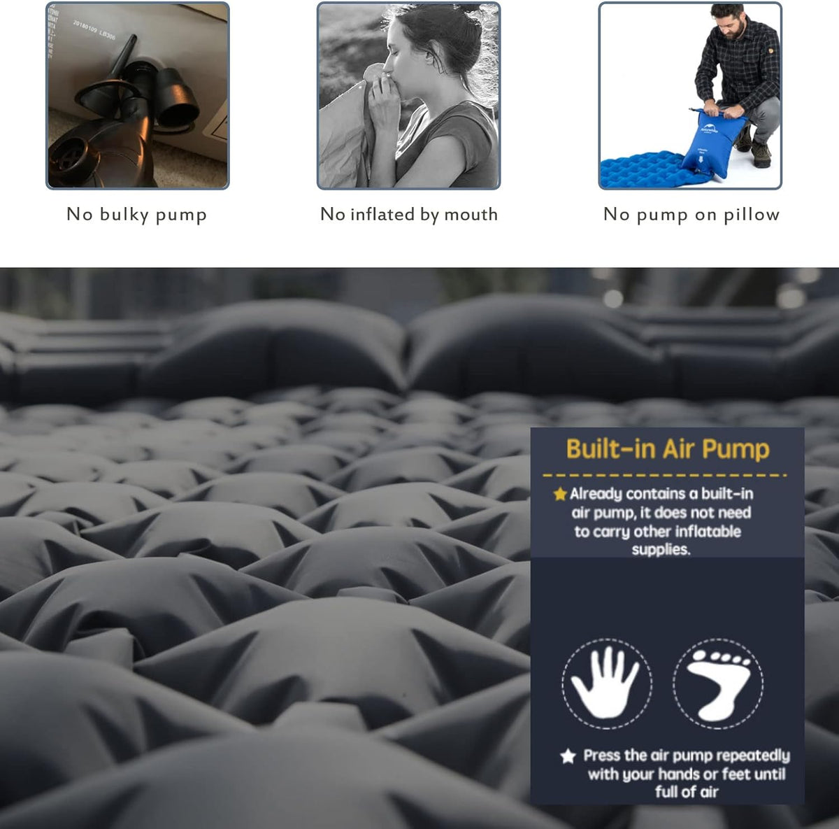 Camping Sleeping Pad with Inflatable Foot Pump V28480