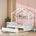 White Twin Size Wooden House Bed with 2 Drawers F146061