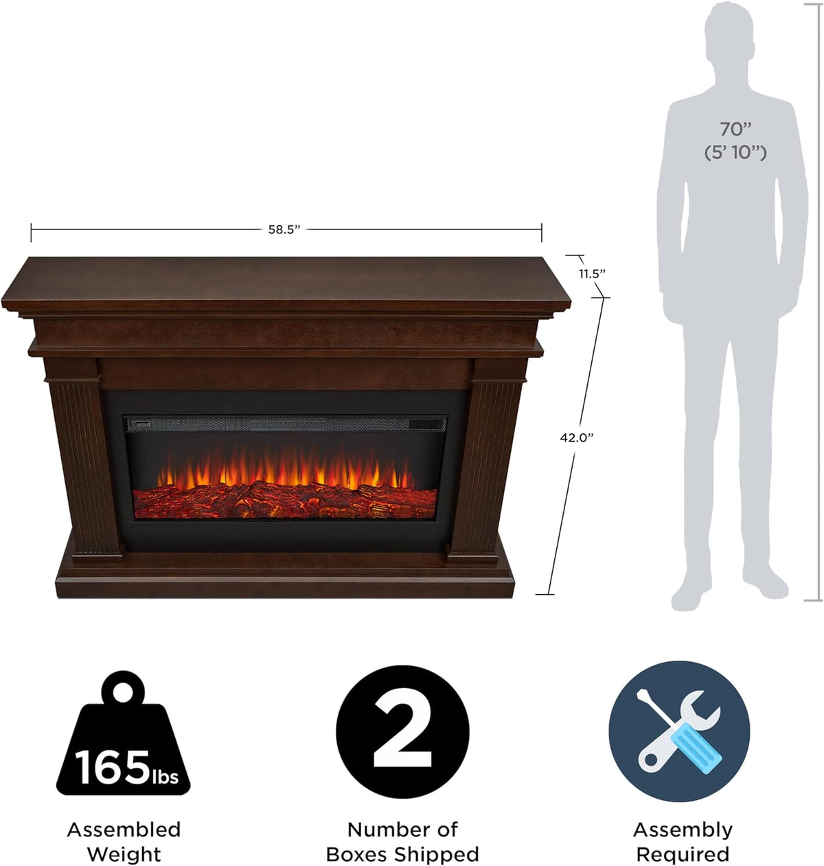 59" Electric Fireplace with Mantel M72165