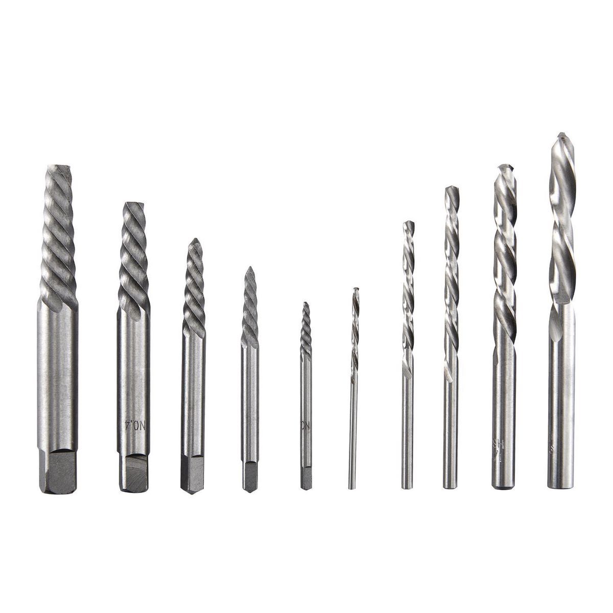 Screw Extractor and Left-Hand Drill Bit Combo Set, 10-Piece O21876