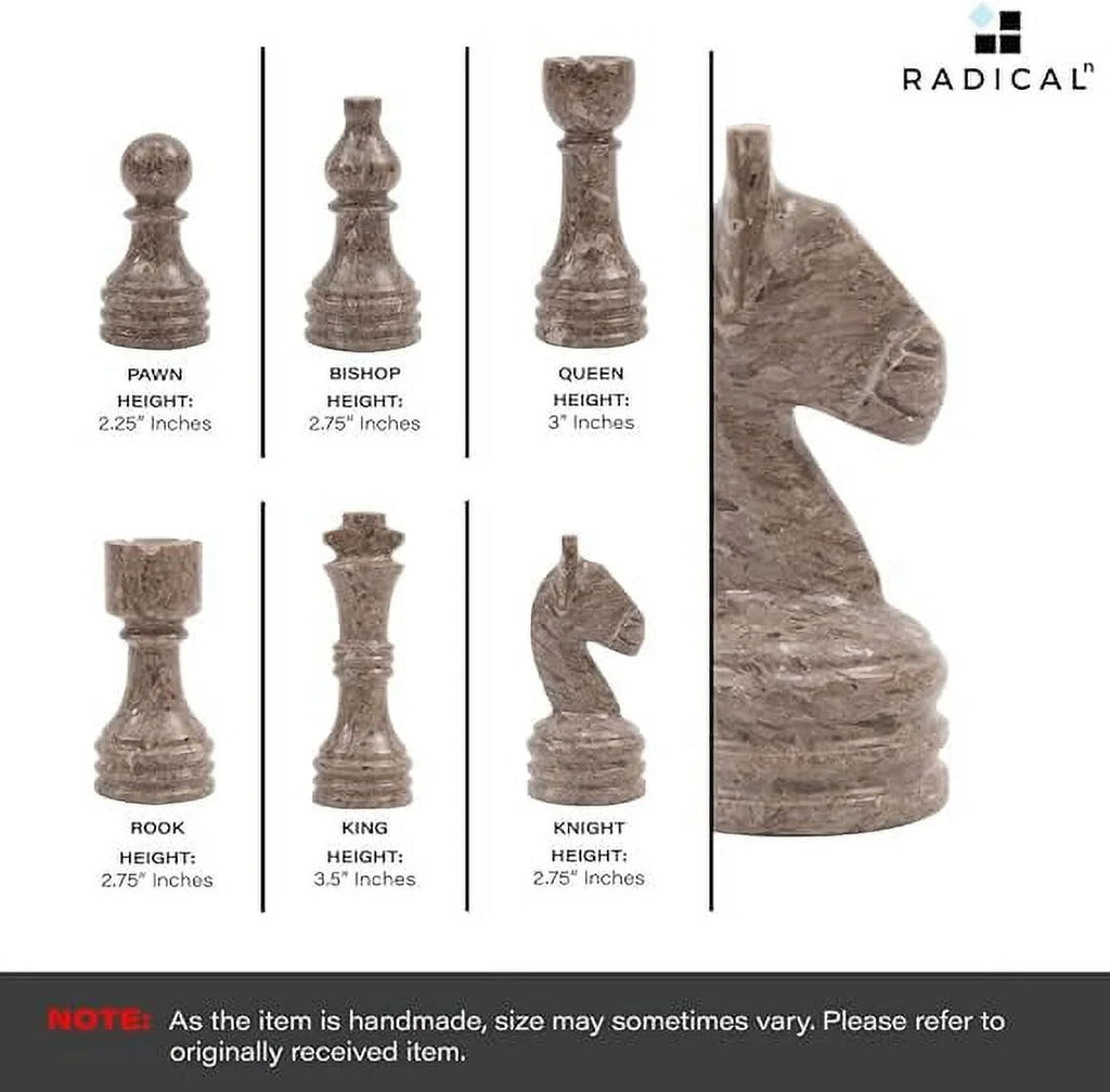 Marble Chess Set 15 Inches Grey Oceanic and White Handmade Chess Sets X343