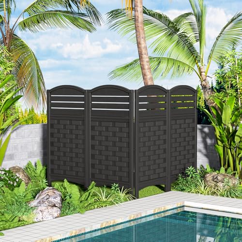 4 Panels Resin Privacy Screen with Metal Stake C91427