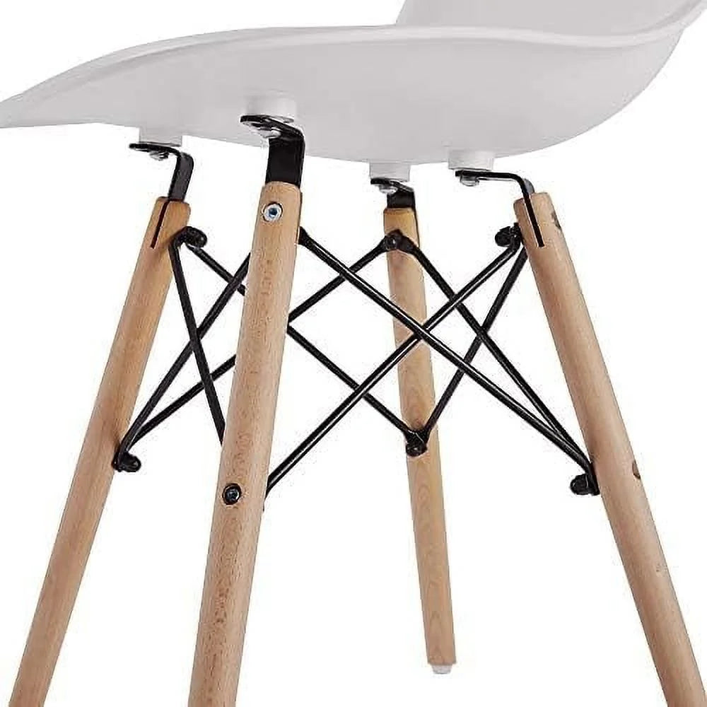 Set of 4 White Dining Chairs with Beech Wood Legs P647