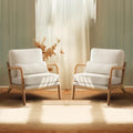 Beige Upholstered Fabric Accent Chairs Set of 2 F44823