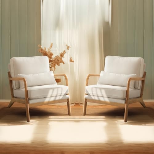 Beige Upholstered Fabric Accent Chairs Set of 2 F44823