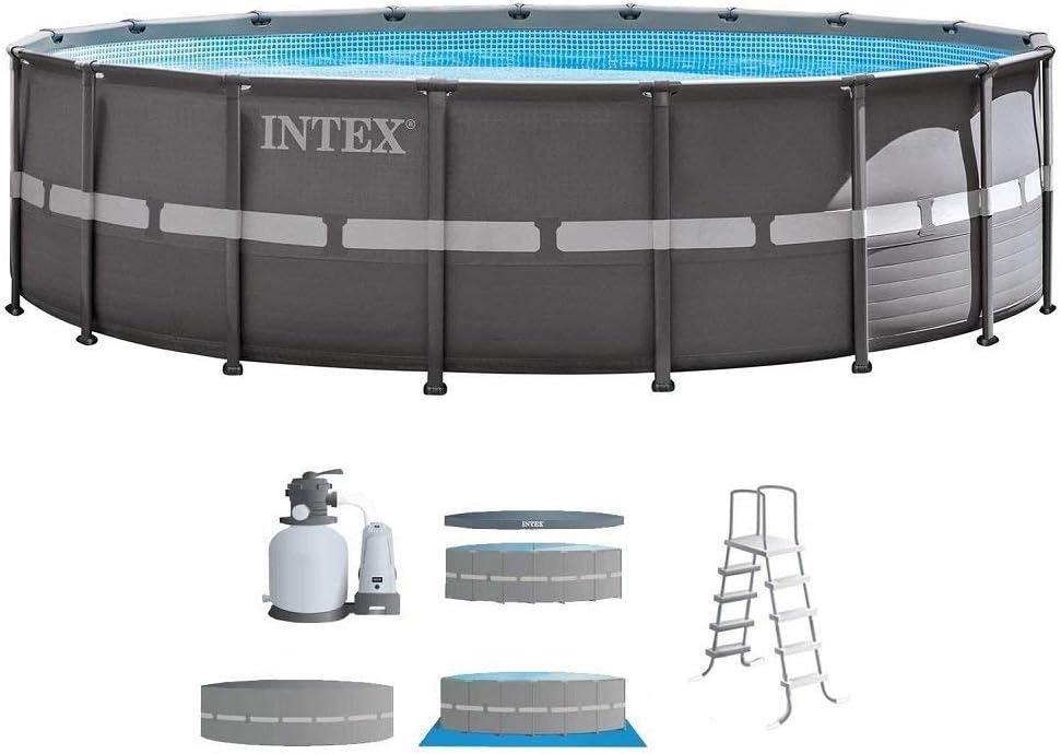 18ft x 52in Ultra Frame Pool Set with Sand Filter Pump, Ladder, Ground Cloth & Pool Cover W9034