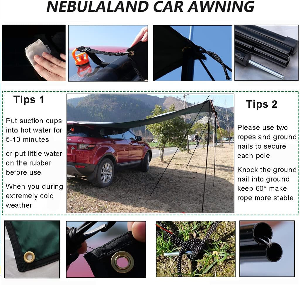 Car Awning Camping Tarp Sun Shelter Pack of 2 P633