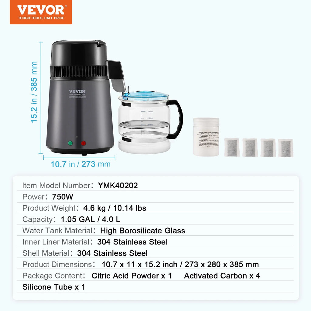 4L Stainless Steel Water Distiller F503