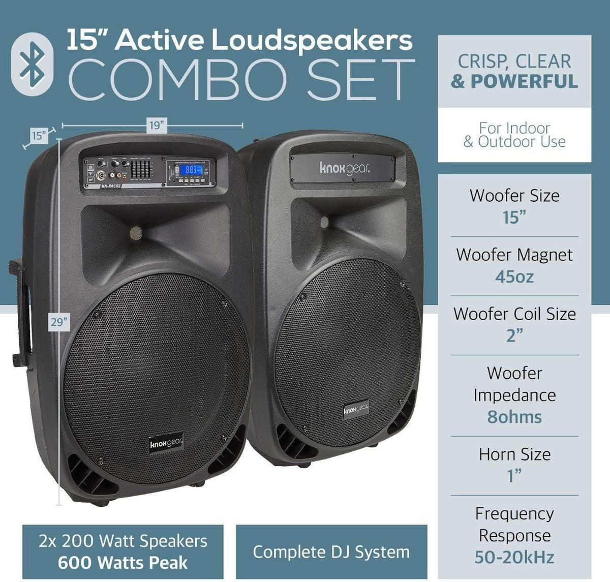 8 Piece Portable PA System with Microphone and Bluetooth R190919