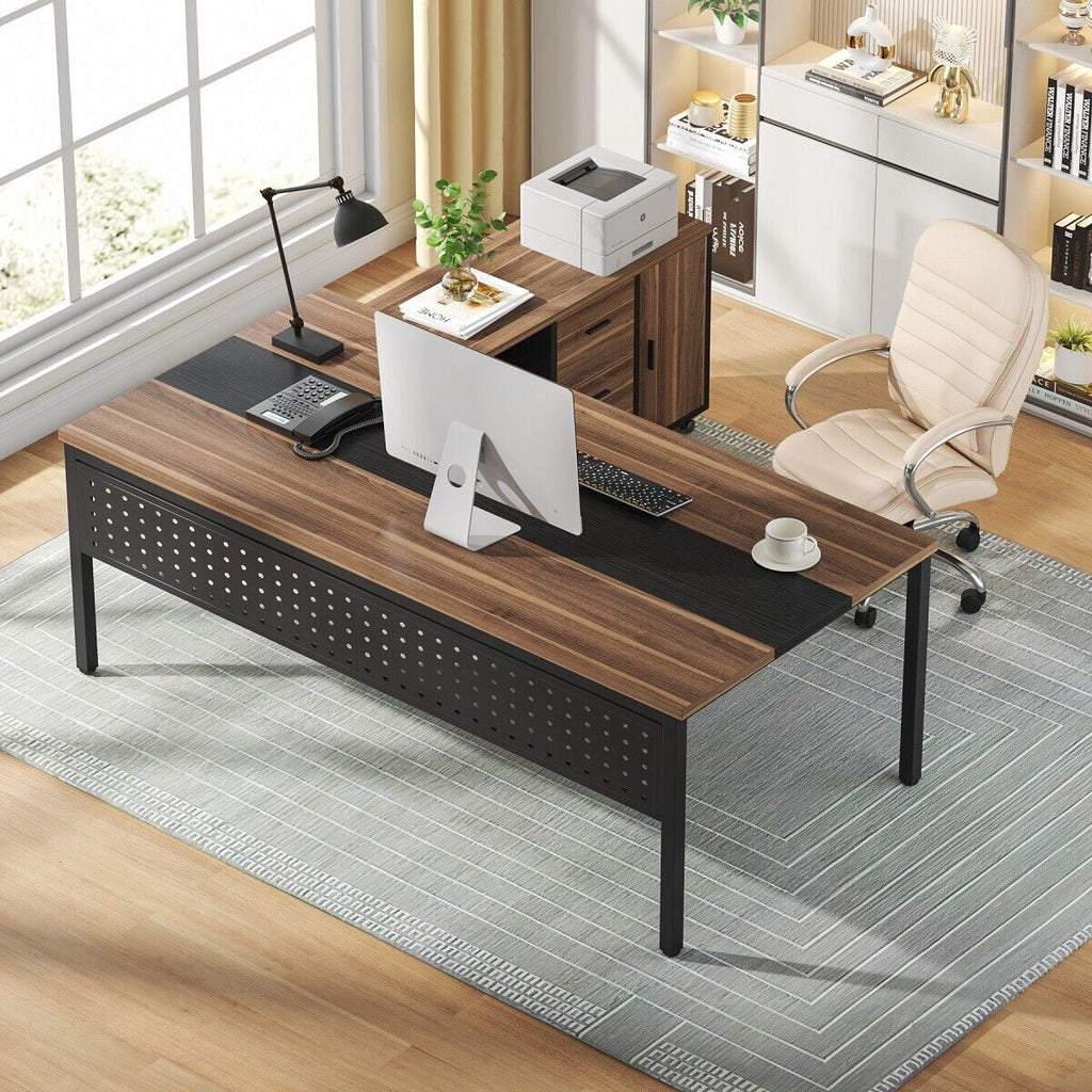 70.8" L Shaped Computer Desk with File Cabinet I4558