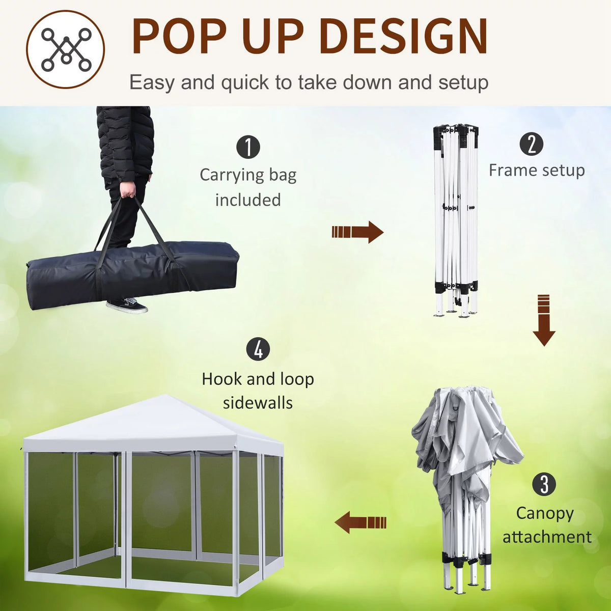 10' x 10' Pop Up Canopy Tent with Netting V7202
