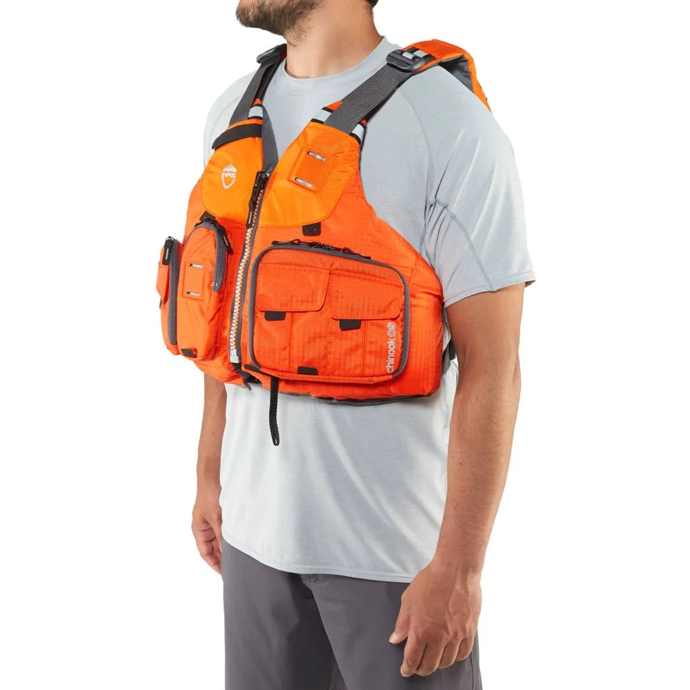 Orange Fishing Life Vest PFD with Pockets, Large/XL W5059