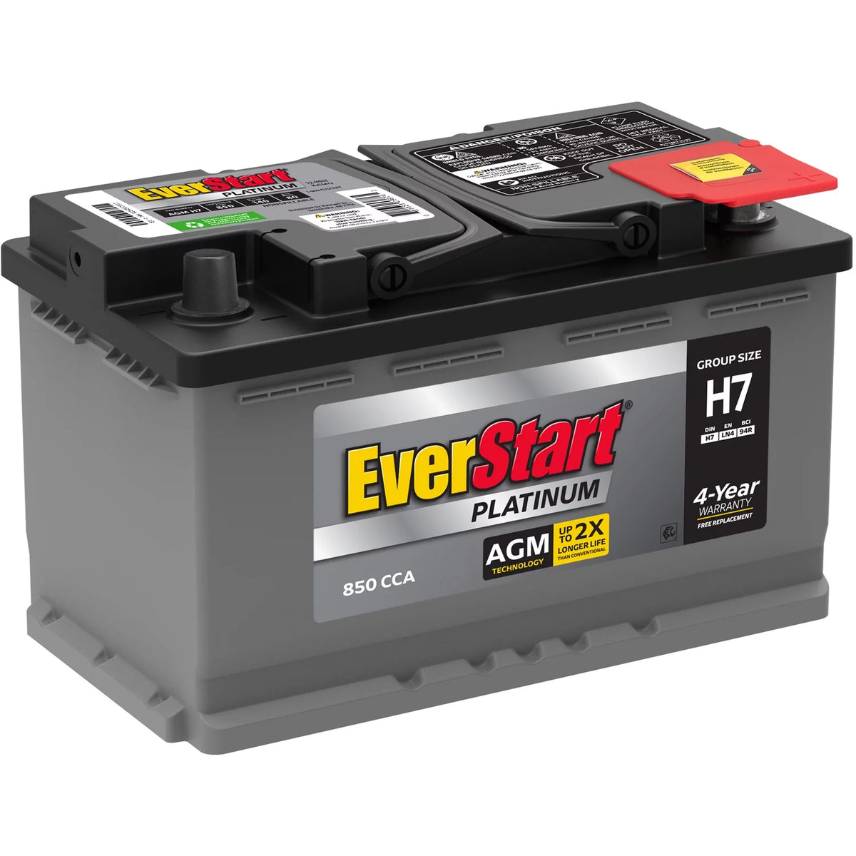 AGM Automotive Battery, Group Size H7 / LN4 / 94R 12 Volt, 800 CCA 140 RC V851