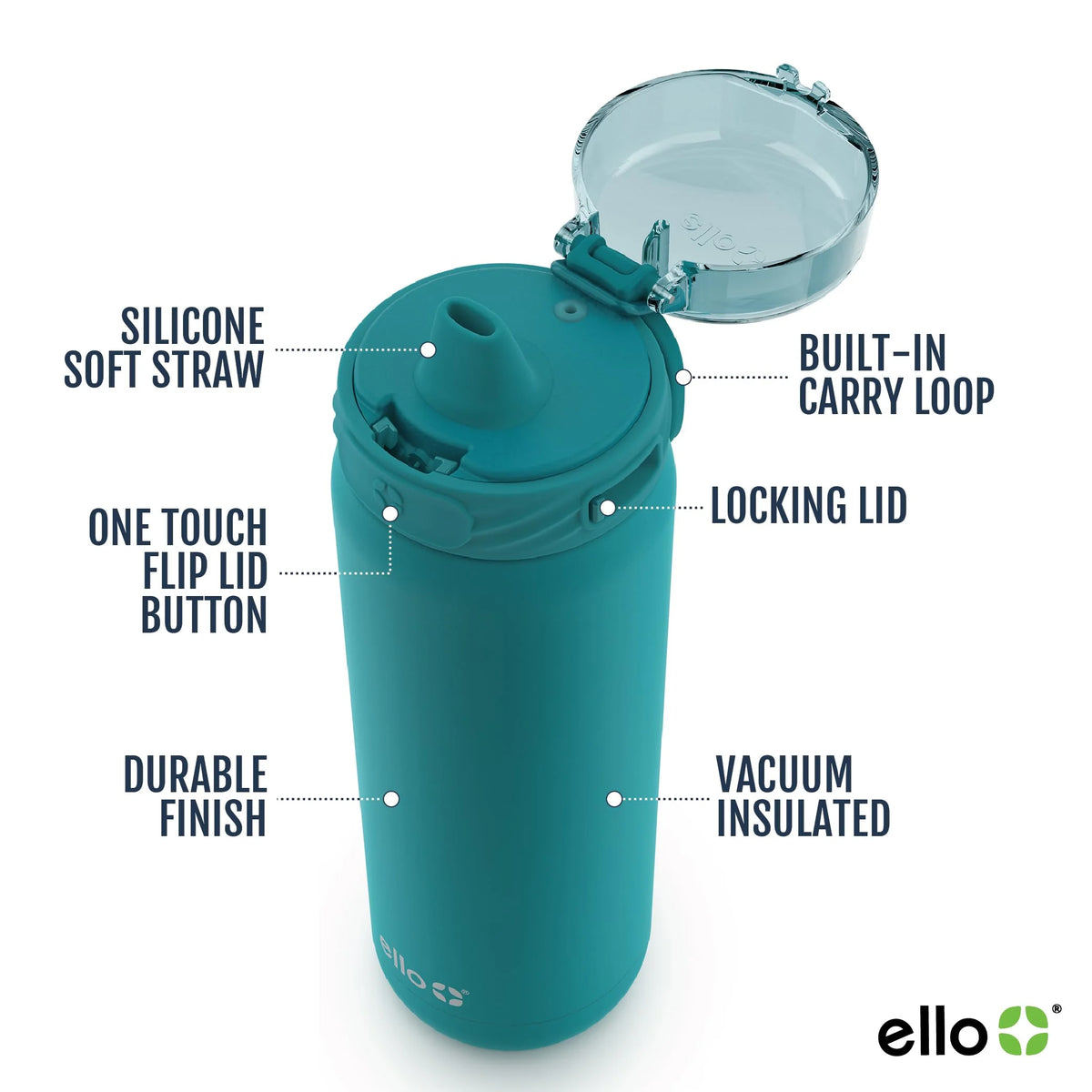 22oz Stainless Steel Water Bottle with Straw and Carry Handle Q93346