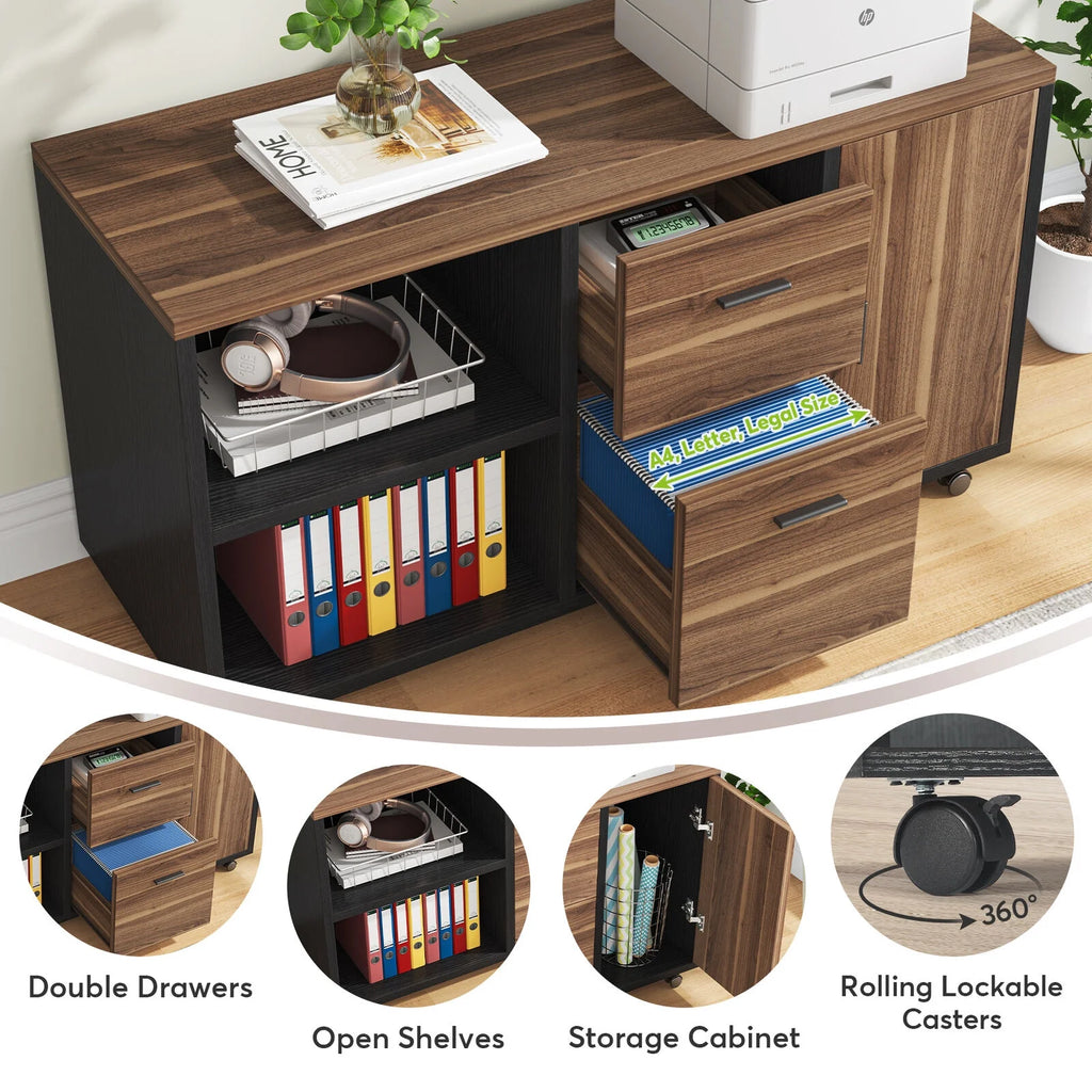 70.8" L Shaped Computer Desk with File Cabinet I4558