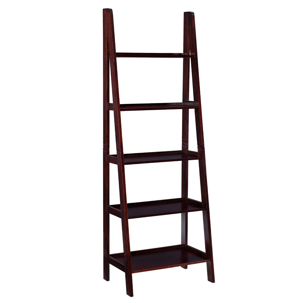 5-Shelf Ladder Bookcase, 72" Height, Espresso Finish Z102
