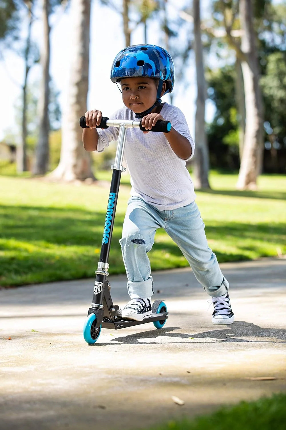 Black/Blue Youth Folding Kick Scooter P226243