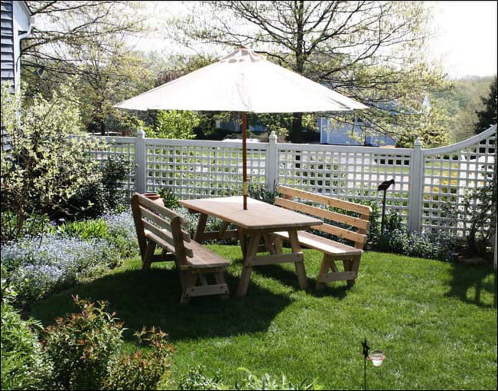 Red Cedar 4' Picnic Table with 2 Backed Benches C331