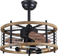 20-inch Caged Ceiling Fan with Light, Reversible, Remote, Bladeless E289