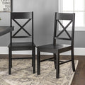 Antique Black Wood Dining Chairs, Set of 2 D3042
