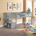 Twin Size Wood Loft Bed with Staircase B90251