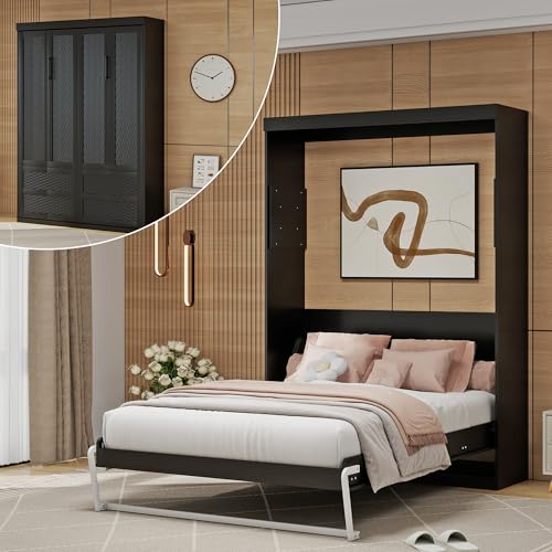 Full Size Space Saving Wall Murphy Bed Convertible Hidden Bed White N8715