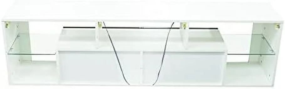 Floating TV Stand Wall Mounted with 16 Color LEDs 63" Wood TV Console 2 Drawers R28830