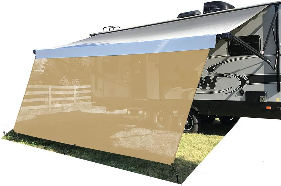 7' X 13' 3'' Brown Mesh RV Awning Sun Shade Y47131