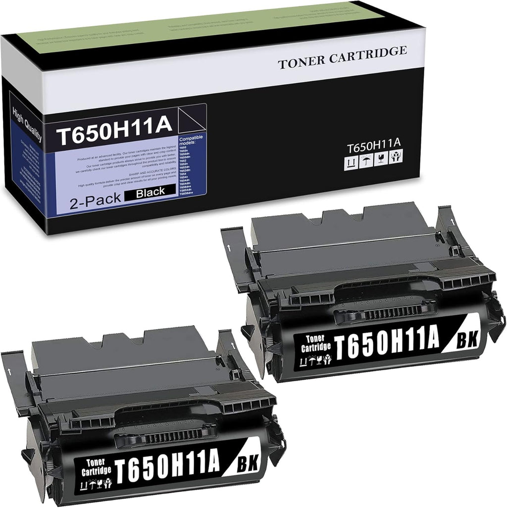 2 Pack Compatible Toner Cartridge Replacement for Lexmark T650 T652 T654 T656 TS654 TS656 Printer S92863