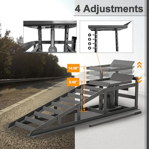 2 Pack Hydraulic Car Ramps 5T 10000lbs Low Profile Lift Height 11.61-16.21 Inches Q93442