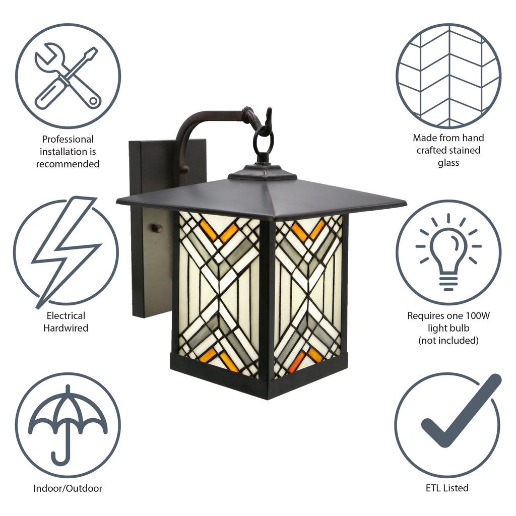 Bronze Stained Glass Wall Sconce X604