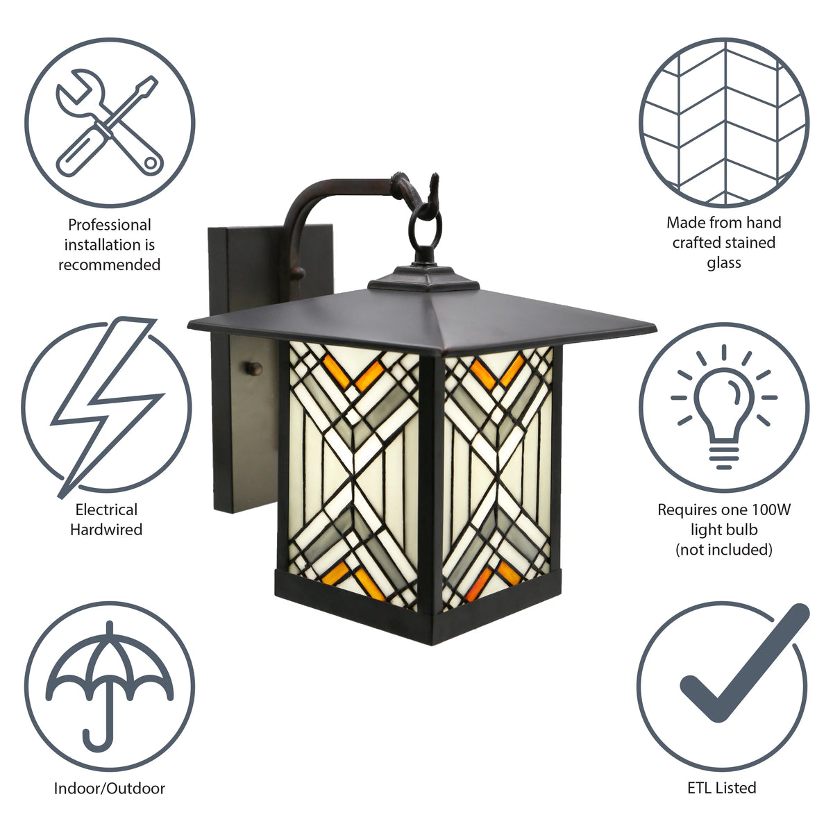 Bronze Stained Glass Wall Sconce X604