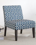 3pc Blue Fabric Upholstered Side Table and 2 Chairs A84778