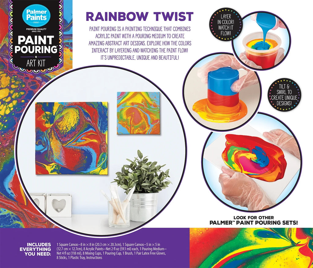 Rainbow Twist Acrylic Paint Pouring Art Activity Kit K20313