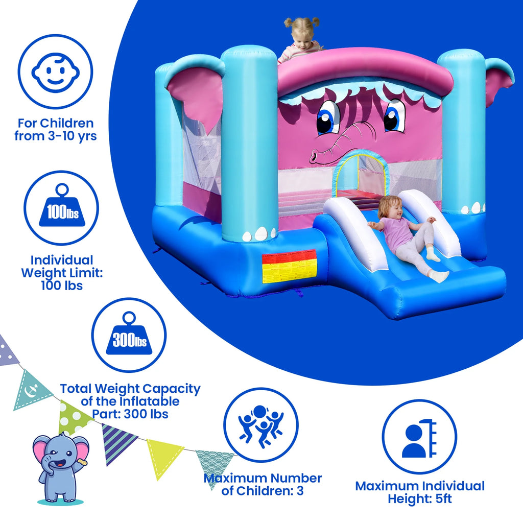 Inflatable Bounce House 3-in-1 Elephant Theme Castle F1526