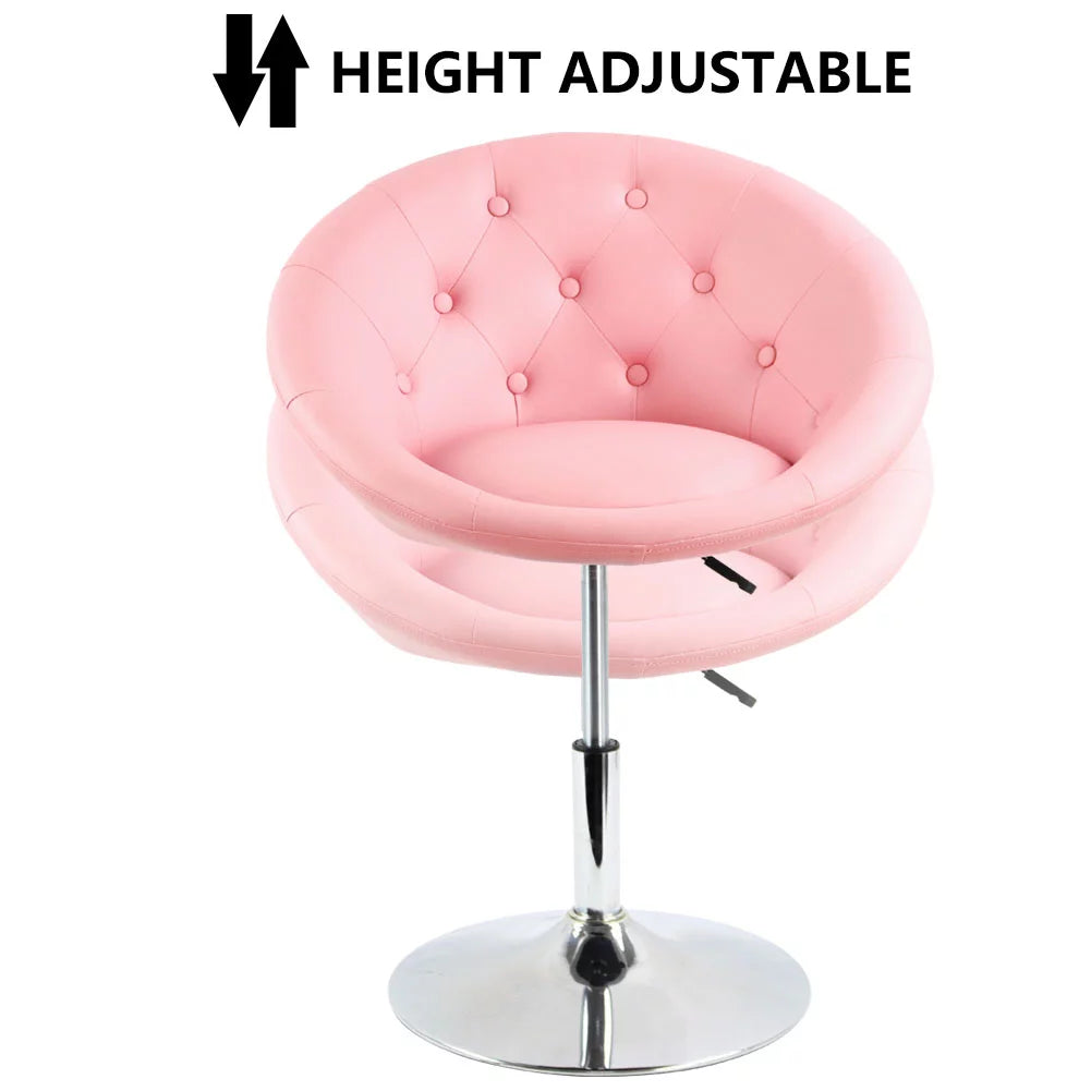 Pink PU Leather Tufted Adjustable Swivel Accent Chair V34190