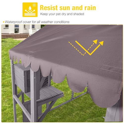 Cat House Outdoor Catio Kitty Enclosure with Wooden Cat Cage Condo Indoor Playpen with Platforms, 70 Inch H5237