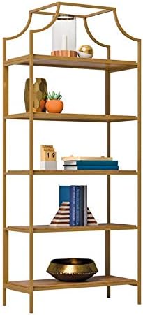 Gold Satin 5-Shelf Metal Frame Bookcase P228954