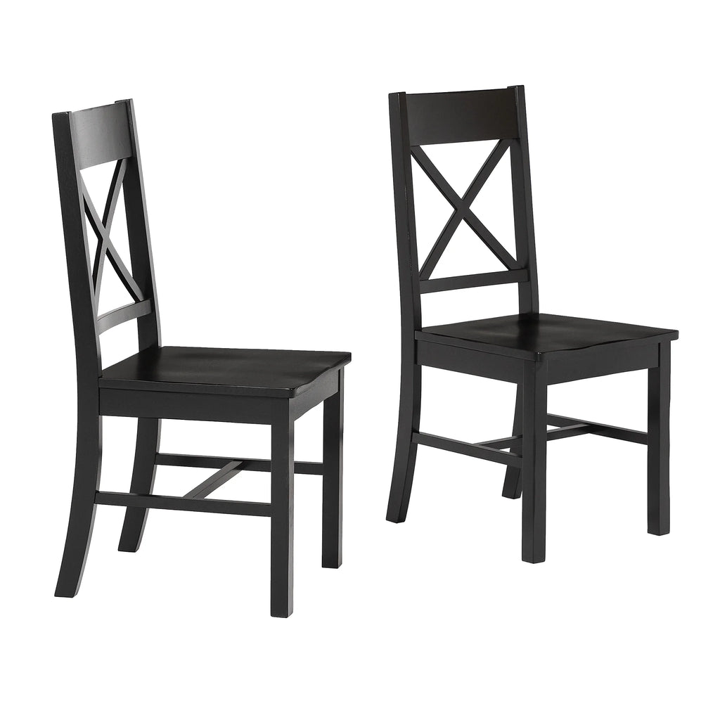Antique Black Wood Dining Chairs, Set of 2 D3042