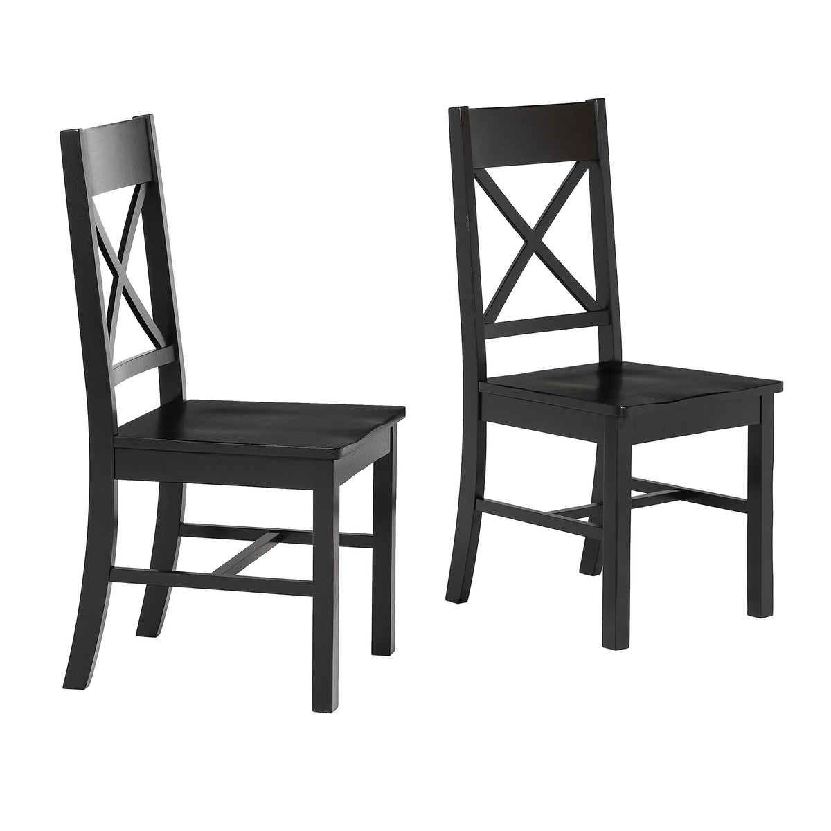 Antique Black Wood Dining Chairs, Set of 2 D3042