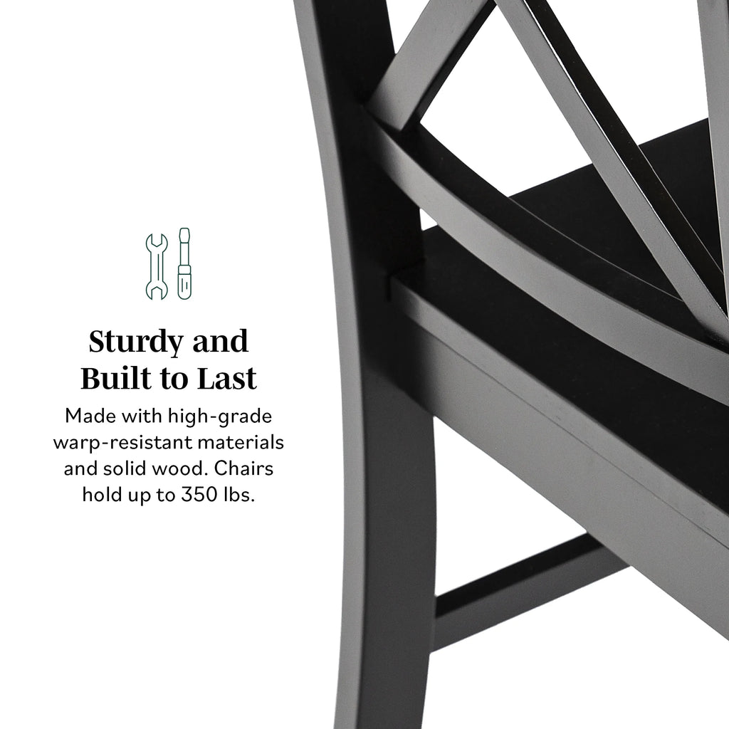 Antique Black Wood Dining Chairs, Set of 2 D3042