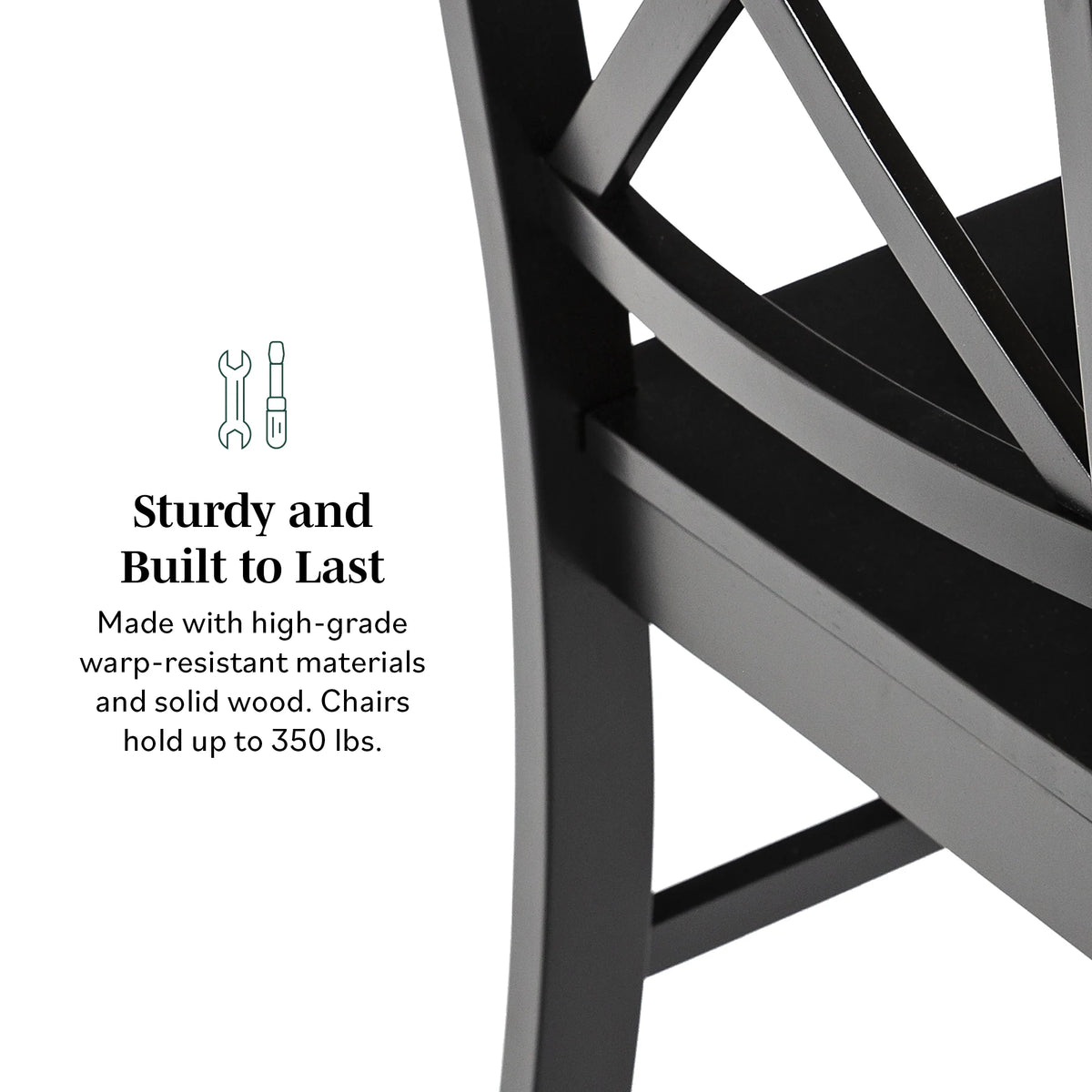 Antique Black Wood Dining Chairs, Set of 2 D3042