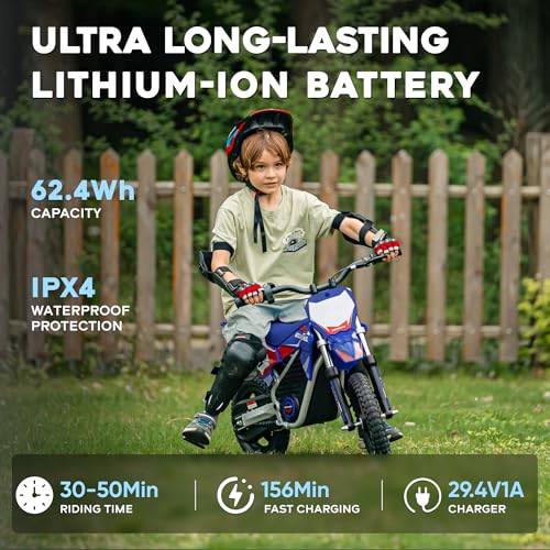 Red Electric Dirt Bike with 12-Inch Off-Road Tires B8237