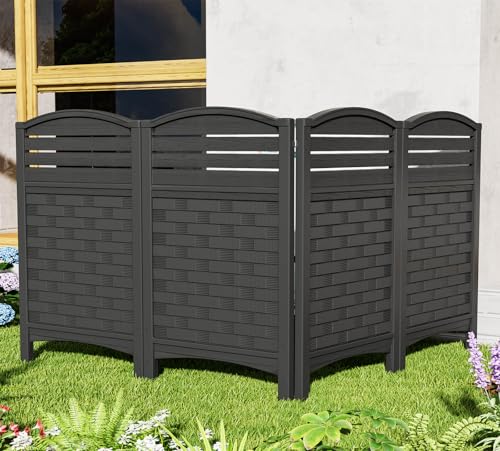 4 Panels Resin Privacy Screen with Metal Stake C91427