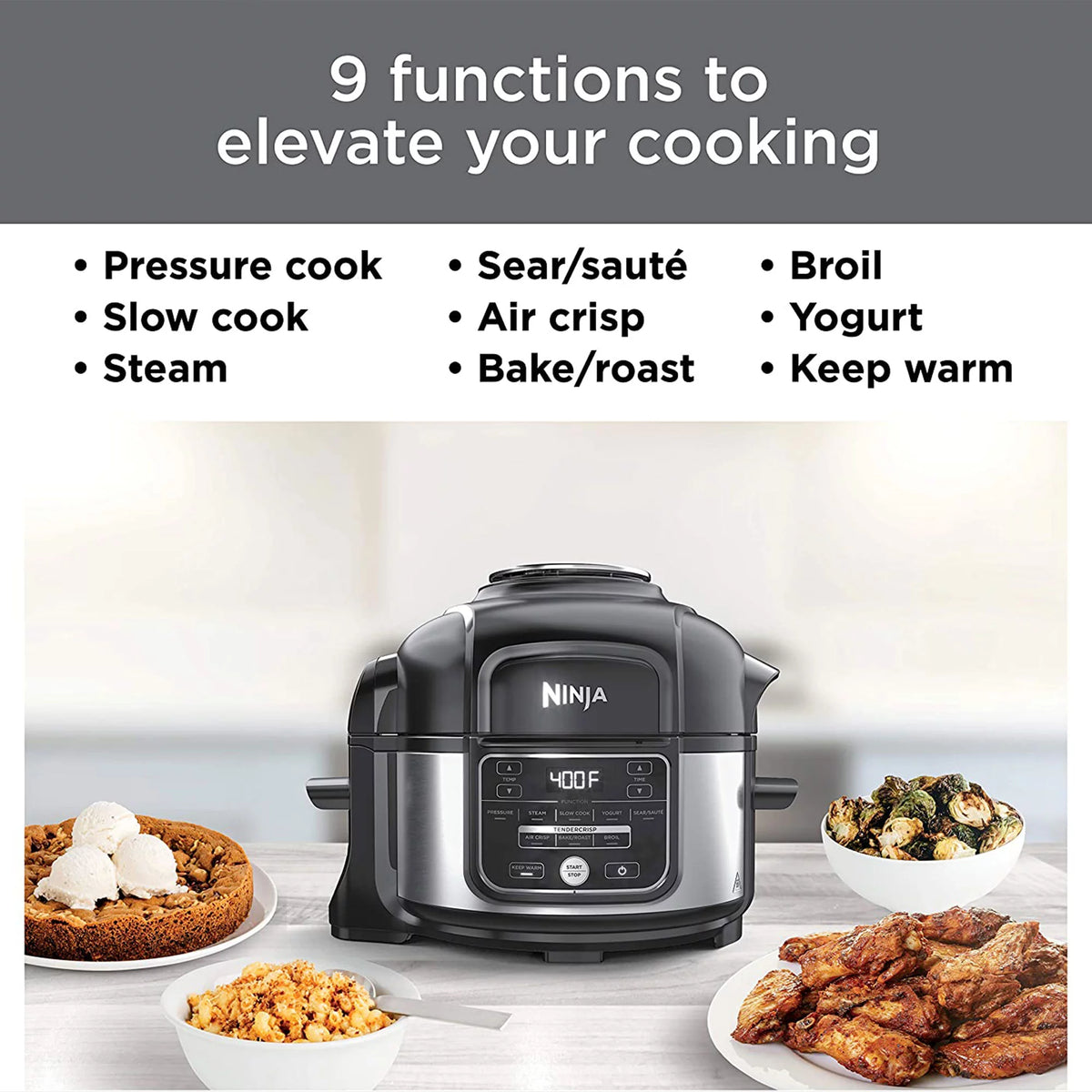 Silver 9 in 1 Pressure Cooker and Air Fryer F235
