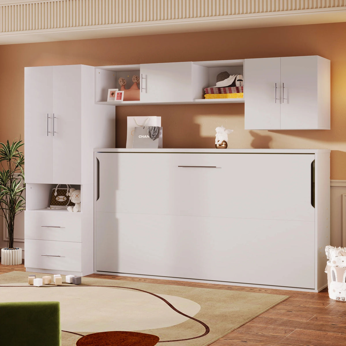 Twin Size Murphy Bed with Shelf and Drawer G38877
