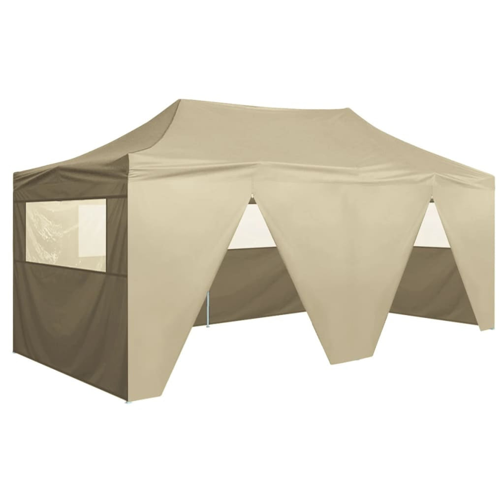 Folding Party Tent with 4 Sidewalls Steel Frame Canopy Shelter Cream 236.2 x 118.1 x 124 Inches T217