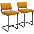 Set of 2 Velvet Barstools with Solid Metal Legs X4502