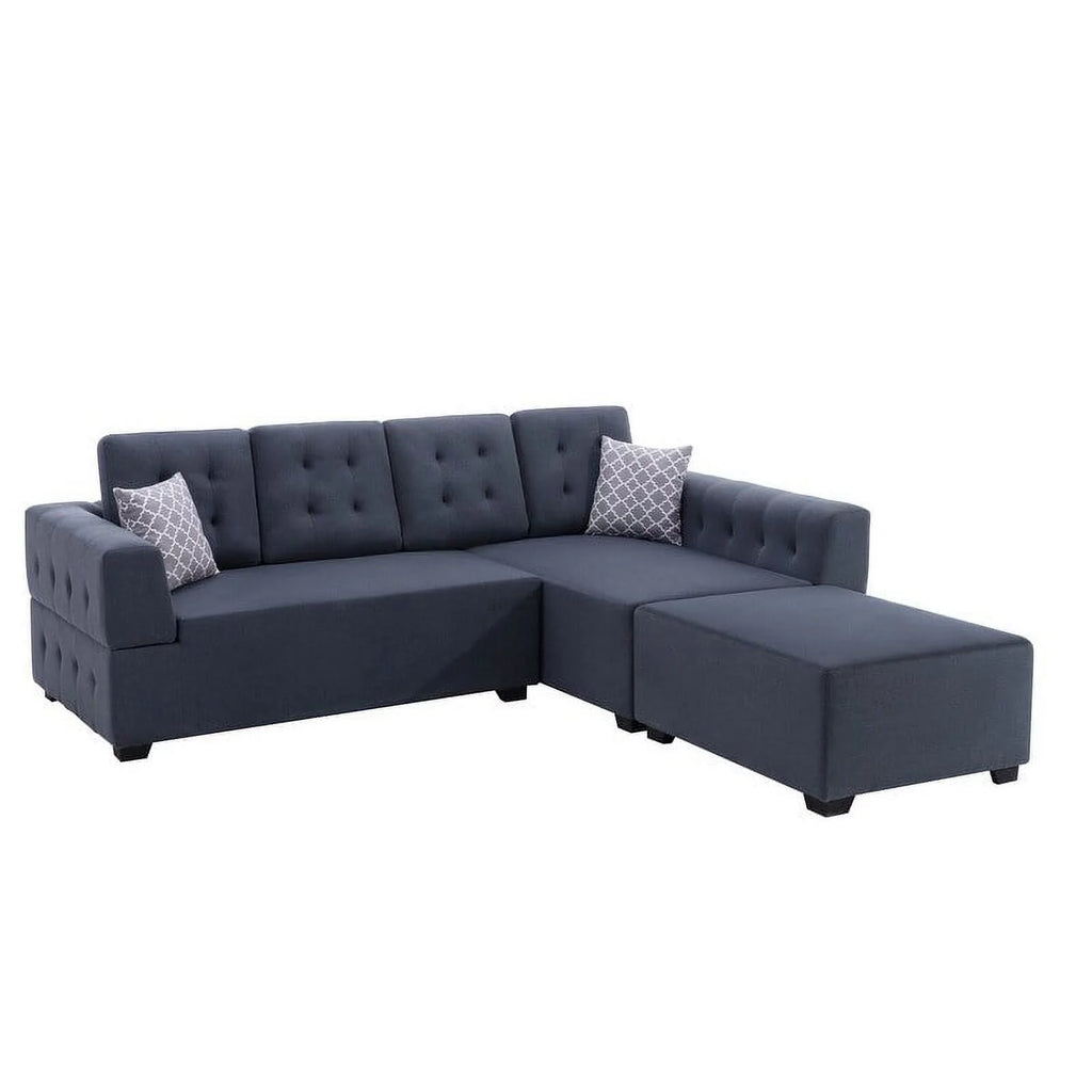 Light Gray Linen Sectional Sofa with Chaise Z34546