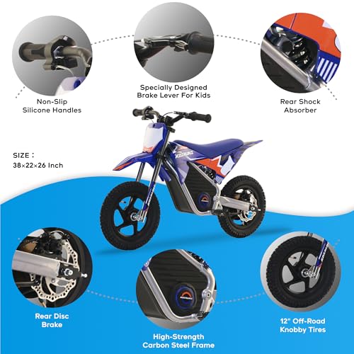 Red Electric Dirt Bike with 12-Inch Off-Road Tires B8237